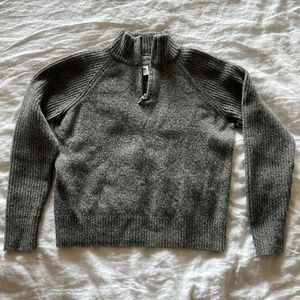Pendleton Half Zip 100% Lambs Wool Gray Pullover Sweater